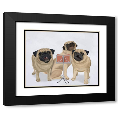 Pug Choir Black Modern Wood Framed Art Print with Double Matting by Fab Funky