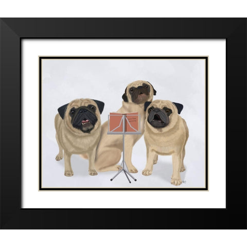 Pug Choir Black Modern Wood Framed Art Print with Double Matting by Fab Funky