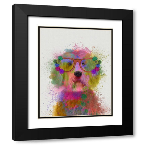Labradoodle Rainbow Splash Black Modern Wood Framed Art Print with Double Matting by Fab Funky
