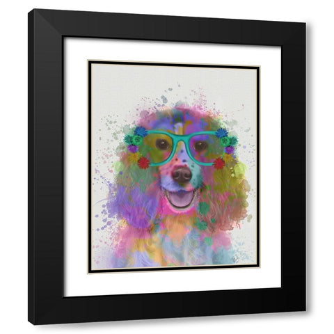 Springer Spaniel Rainbow Splash Black Modern Wood Framed Art Print with Double Matting by Fab Funky
