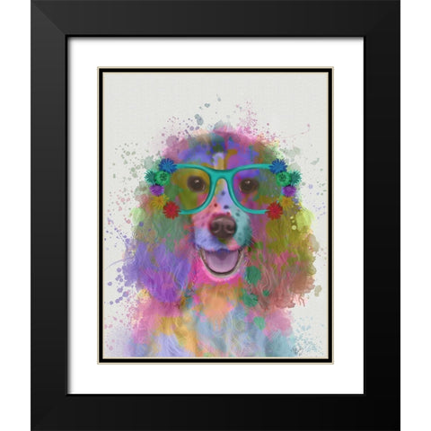 Springer Spaniel Rainbow Splash Black Modern Wood Framed Art Print with Double Matting by Fab Funky