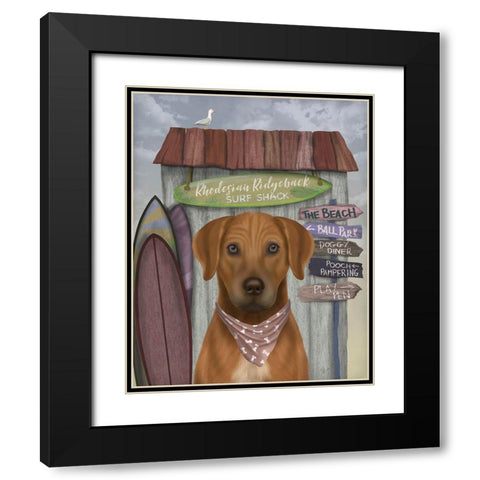 Rhodesian Ridgeback Surf Shack Black Modern Wood Framed Art Print with Double Matting by Fab Funky
