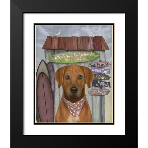 Rhodesian Ridgeback Surf Shack Black Modern Wood Framed Art Print with Double Matting by Fab Funky
