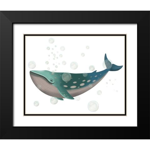 Whale Bubbles 2 Black Modern Wood Framed Art Print with Double Matting by Fab Funky