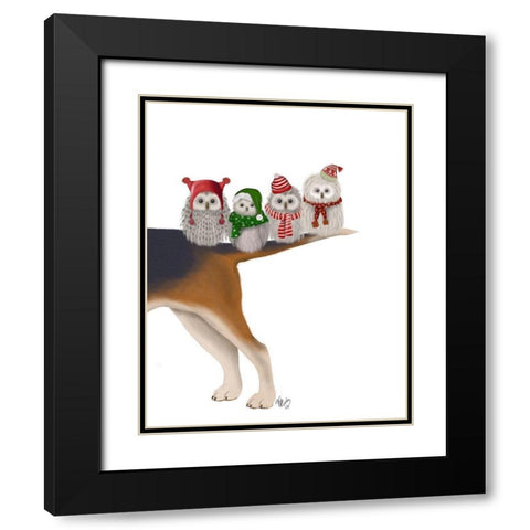 Christmas Bummer Owls Black Modern Wood Framed Art Print with Double Matting by Fab Funky