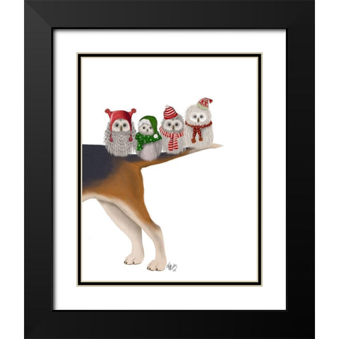 Christmas Bummer Owls Black Modern Wood Framed Art Print with Double Matting by Fab Funky