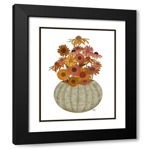 Halloween Pumpkin Flowers Black Modern Wood Framed Art Print with Double Matting by Fab Funky