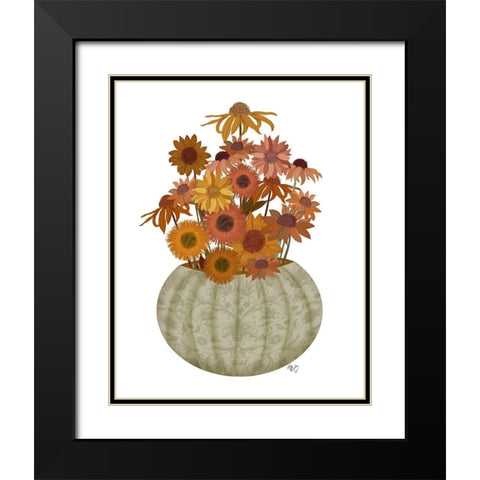 Halloween Pumpkin Flowers Black Modern Wood Framed Art Print with Double Matting by Fab Funky
