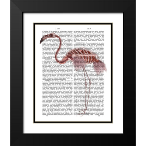 Flamingo Skeleton Black Modern Wood Framed Art Print with Double Matting by Fab Funky