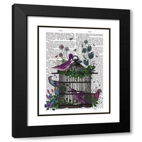 Flower Birdcage 2 Black Modern Wood Framed Art Print with Double Matting by Fab Funky