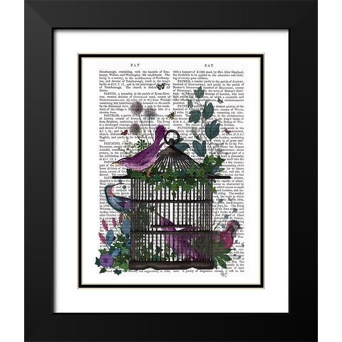Flower Birdcage 2 Black Modern Wood Framed Art Print with Double Matting by Fab Funky