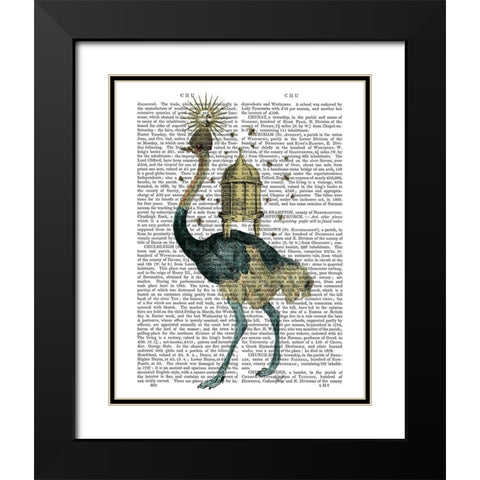 Ostrich Beekeeper Black Modern Wood Framed Art Print with Double Matting by Fab Funky