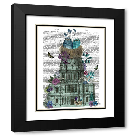 Owl Basilica Black Modern Wood Framed Art Print with Double Matting by Fab Funky