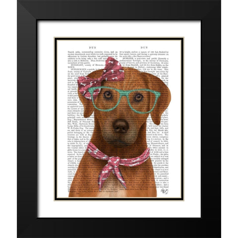 Rhodesian Ridgeback with Glasses and Scarf Black Modern Wood Framed Art Print with Double Matting by Fab Funky