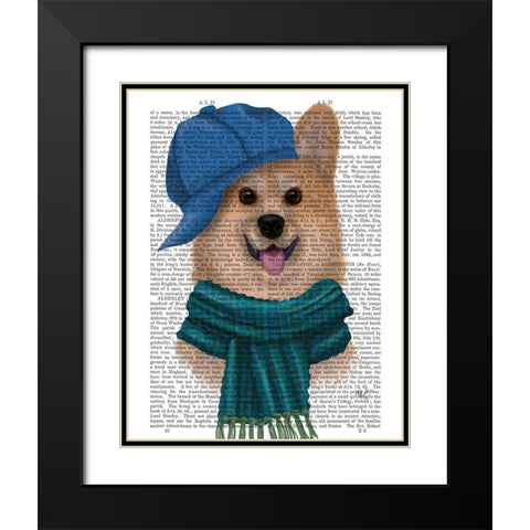 Corgi Baseball Hat and Scarf Black Modern Wood Framed Art Print with Double Matting by Fab Funky