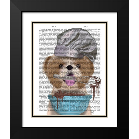 Shih Tzu Baker Black Modern Wood Framed Art Print with Double Matting by Fab Funky