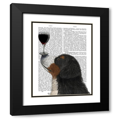 Dog Au Vin, Bernese Black Modern Wood Framed Art Print with Double Matting by Fab Funky