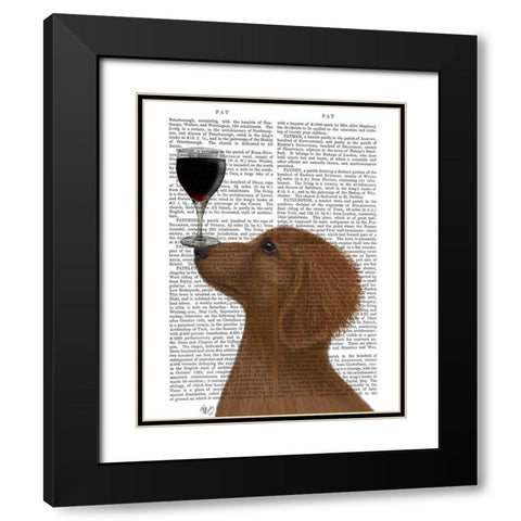 Dog Au Vin, Dachshund Gold Black Modern Wood Framed Art Print with Double Matting by Fab Funky