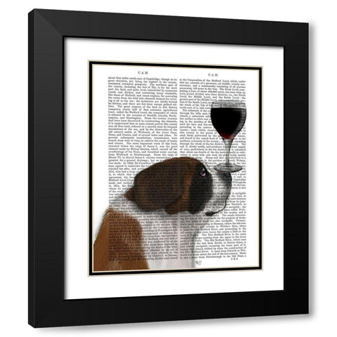Dog Au Vin, St Bernard Black Modern Wood Framed Art Print with Double Matting by Fab Funky