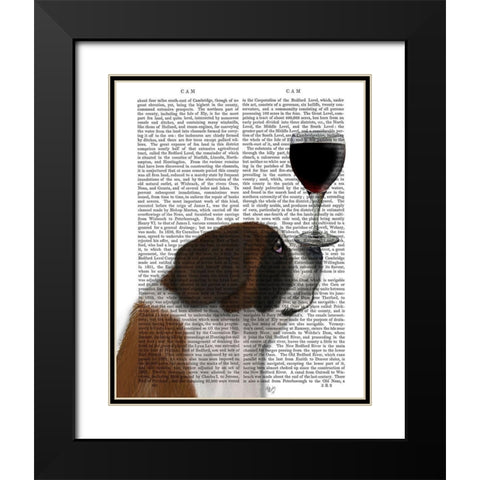 Dog Au Vin, St Bernard Black Modern Wood Framed Art Print with Double Matting by Fab Funky