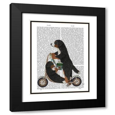 Bernese Scooter Black Modern Wood Framed Art Print with Double Matting by Fab Funky