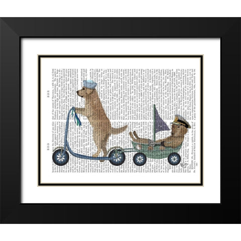 Golden Retriever Scooter Black Modern Wood Framed Art Print with Double Matting by Fab Funky