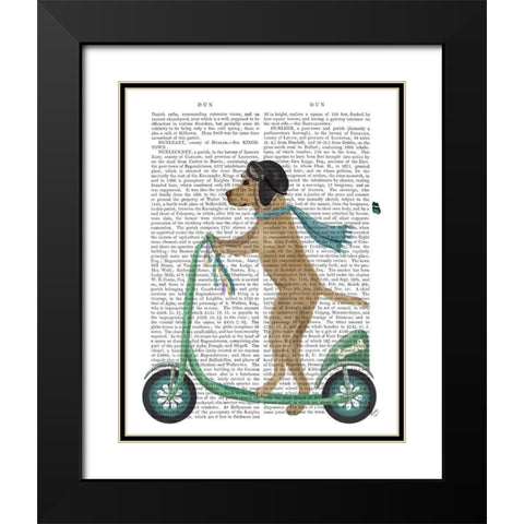 Yellow Labrador Scooter Black Modern Wood Framed Art Print with Double Matting by Fab Funky