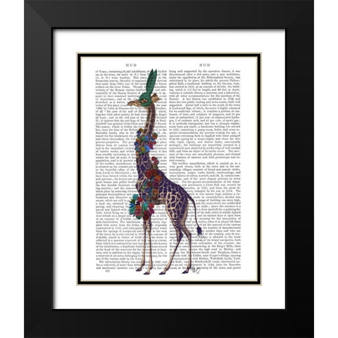 Giraffe Bunny Mask, Full Black Modern Wood Framed Art Print with Double Matting by Fab Funky