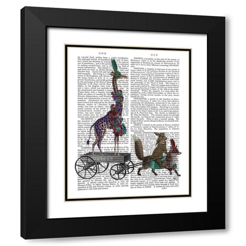 Giraffe Delivery Black Modern Wood Framed Art Print with Double Matting by Fab Funky
