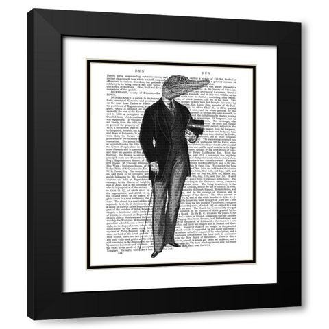 Crocodile Gent Black Modern Wood Framed Art Print with Double Matting by Fab Funky