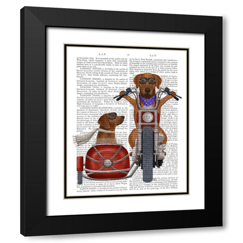 Rhodesian Ridgeback Chopper and Sidecar Black Modern Wood Framed Art Print with Double Matting by Fab Funky