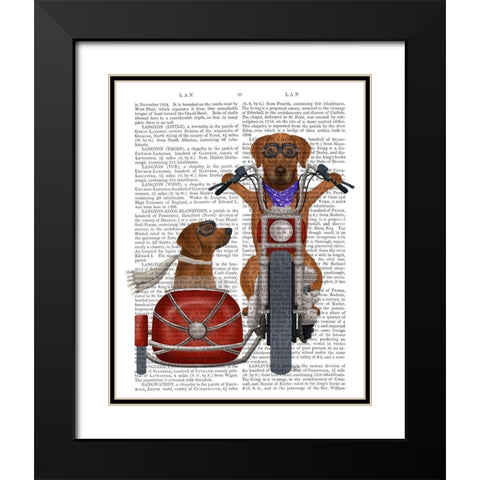 Rhodesian Ridgeback Chopper and Sidecar Black Modern Wood Framed Art Print with Double Matting by Fab Funky