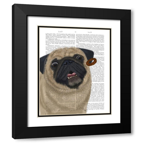 Pug, Catch 2 Black Modern Wood Framed Art Print with Double Matting by Fab Funky