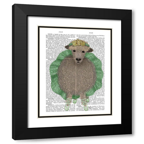 Ballet Sheep 4 Book Print Black Modern Wood Framed Art Print with Double Matting by Fab Funky