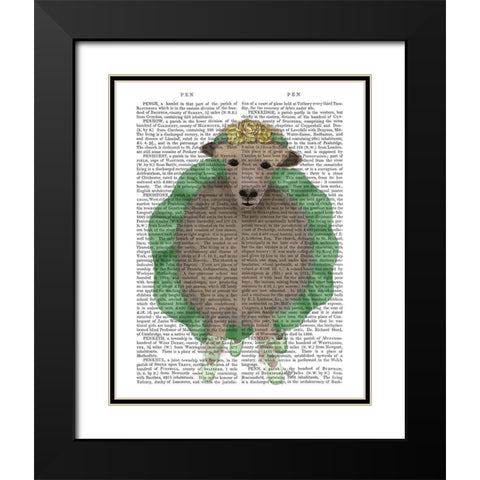 Ballet Sheep 4 Book Print Black Modern Wood Framed Art Print with Double Matting by Fab Funky