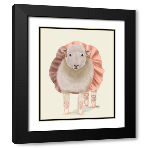Ballet Sheep 1 Black Modern Wood Framed Art Print with Double Matting by Fab Funky