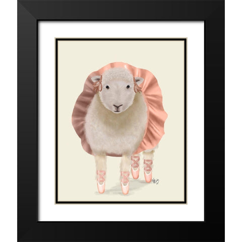 Ballet Sheep 1 Black Modern Wood Framed Art Print with Double Matting by Fab Funky