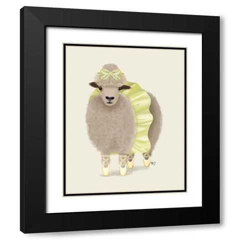 Ballet Sheep 2 Black Modern Wood Framed Art Print with Double Matting by Fab Funky