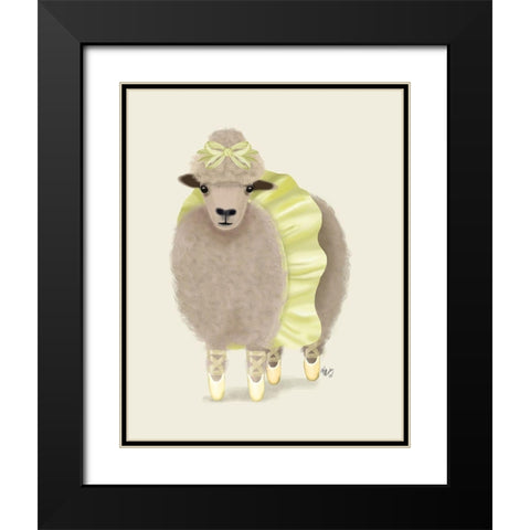 Ballet Sheep 2 Black Modern Wood Framed Art Print with Double Matting by Fab Funky