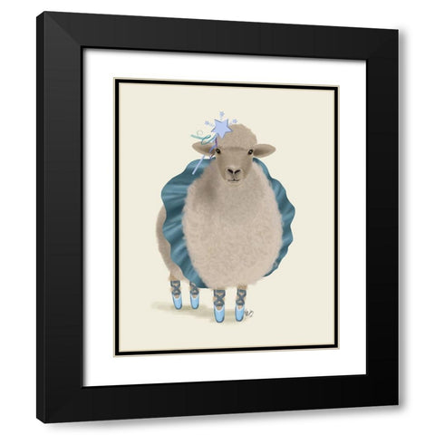 Ballet Sheep 5 Black Modern Wood Framed Art Print with Double Matting by Fab Funky