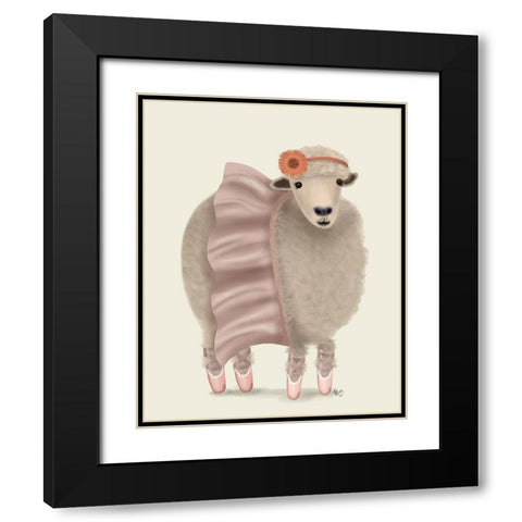 Ballet Sheep 6 Black Modern Wood Framed Art Print with Double Matting by Fab Funky