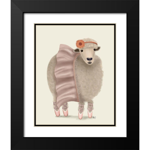 Ballet Sheep 6 Black Modern Wood Framed Art Print with Double Matting by Fab Funky