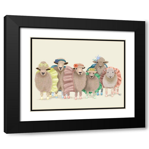 Ballet Troupe Sheep Black Modern Wood Framed Art Print with Double Matting by Fab Funky
