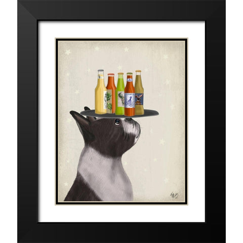 Boston Terrier Beer Lover Black Modern Wood Framed Art Print with Double Matting by Fab Funky