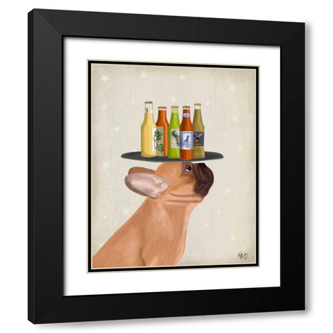 French Bulldog Beer Lover Black Modern Wood Framed Art Print with Double Matting by Fab Funky