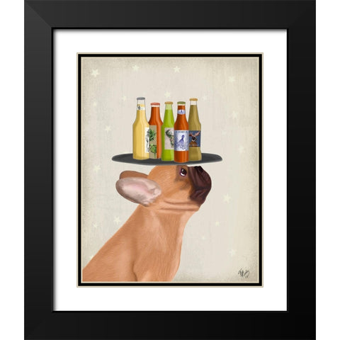 French Bulldog Beer Lover Black Modern Wood Framed Art Print with Double Matting by Fab Funky