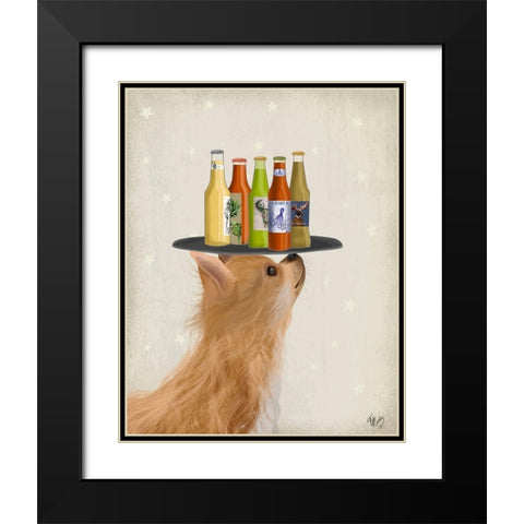Chihuahua Beer Lover Black Modern Wood Framed Art Print with Double Matting by Fab Funky