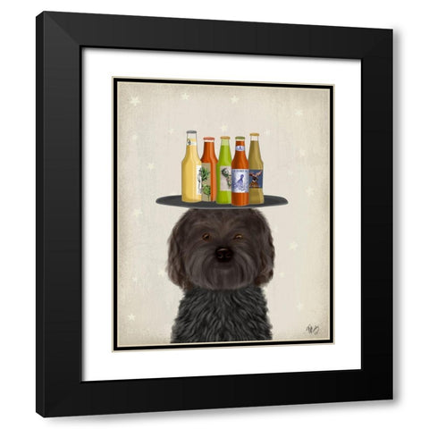 Labradoodle Black Beer Lover Black Modern Wood Framed Art Print with Double Matting by Fab Funky
