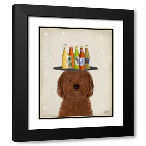 Labradoodle Brown Beer Lover Black Modern Wood Framed Art Print with Double Matting by Fab Funky