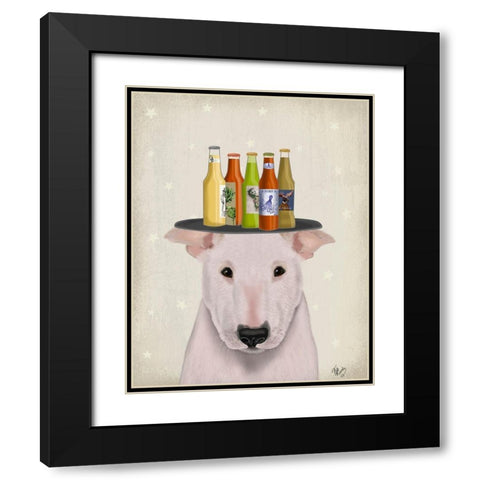 English Bull Terrier Beer Lover Black Modern Wood Framed Art Print with Double Matting by Fab Funky
